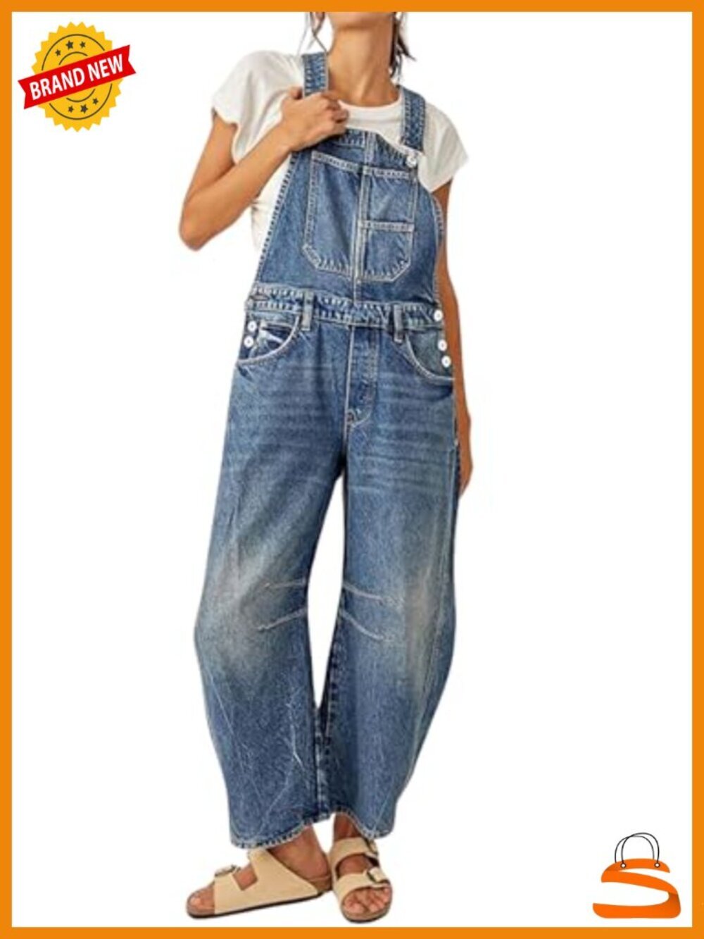 Y2K Baggy Barrel Jeans Overalls Wide Leg Denim Bib Overalls Jumpsuit